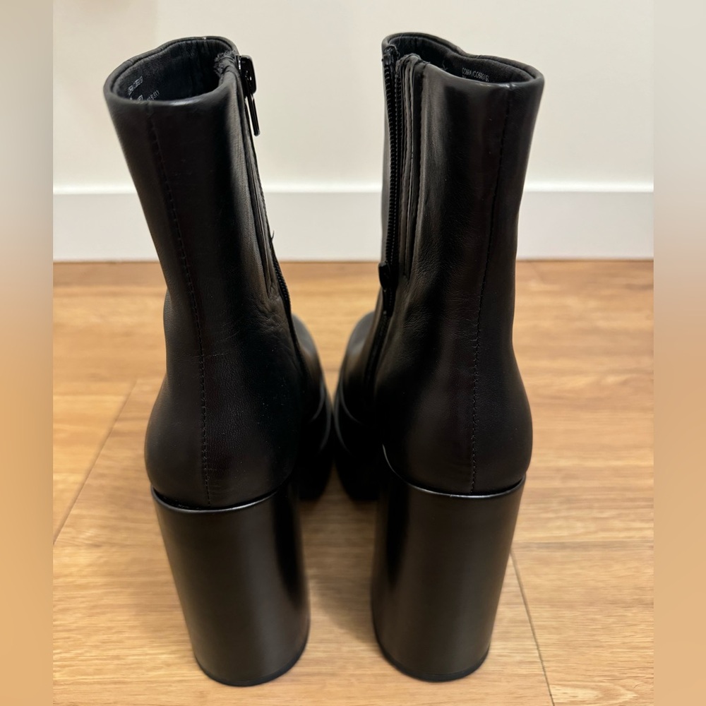 Steve Madden Cobra Black Leather Platform Boots - Picture 3 of 6